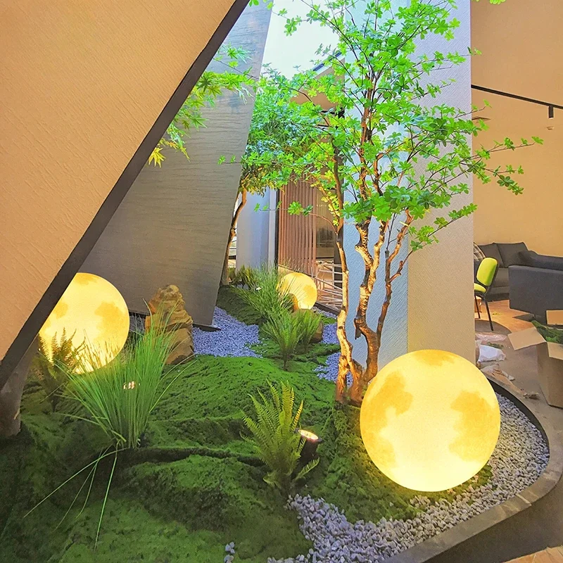 Indoor landscape landscaping Warm light Rechargeable moon light Floor-to-ceiling stairs Bonsai green plant atmosphere ornament