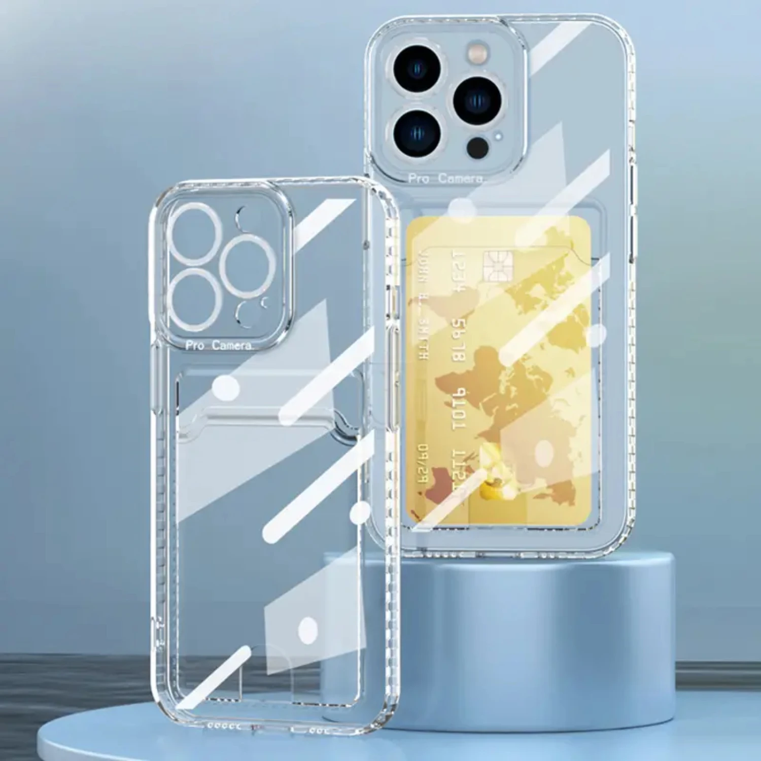 

Clear Card Slot Camera Lens Cover & Phone Case For IPhone 14 Plus Pro Max 13 Mini