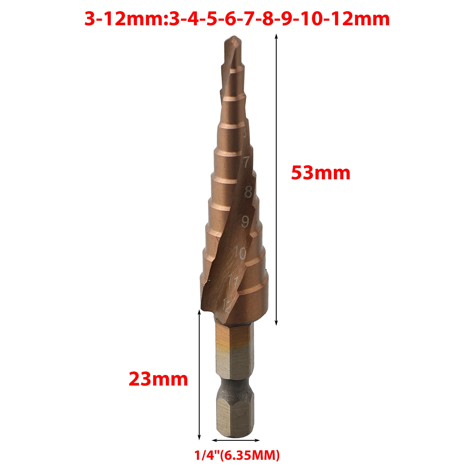 Imagem -05 - Cobalto Passo Broca Bit 312 422 6-24 mm Hss-co Hex Lidar com Cone Broca de Metal Adequado Broca de Pistola Brocas 1pc M35