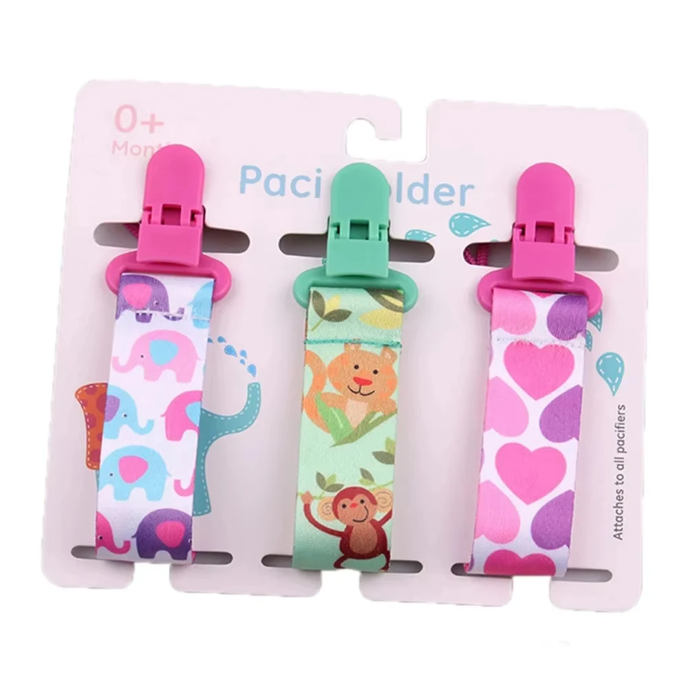 Chain Baby Pacifier Dummy Clip 3 Pcs/Set Personalized Pacifier Clip Nipple Holder for Baby Cartoon Print Child Pacifier Clips