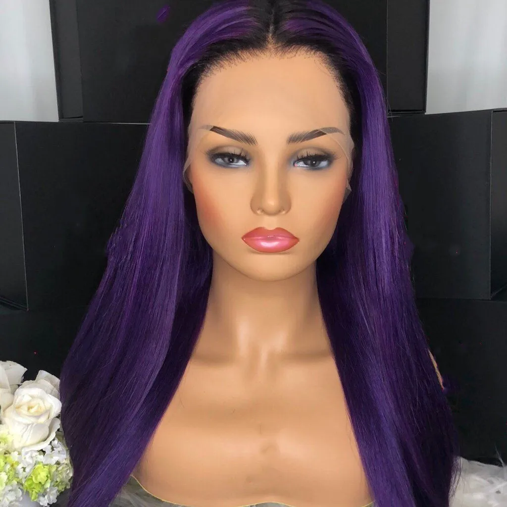 

Purple Human Hair Wig Short Bob 13x4 Transparent Lace Front Human Hair Wig Colored Short Bob For Women Brazilian Remy Hair 180%