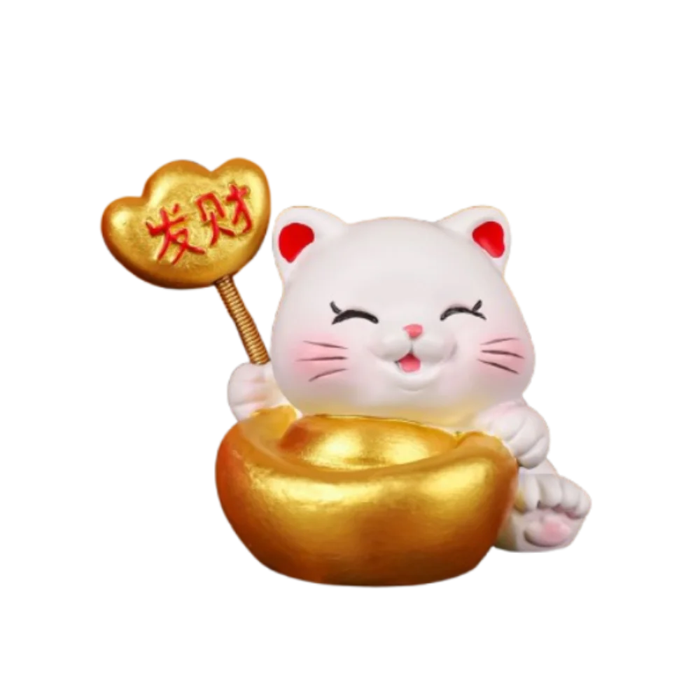 

Милая статуя кошки на удачу, богатство, китайский стиль, изделия из смолы, фигурка котенка на удачу, мультяшный талисман, мини-фигурка кошки