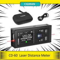 CIGMAN CD-60 Bilateral Laser Distance Meter, 393ft/120M Bilateral Measurement, with M/in/Ft Multiple Units,Fast Accurate，LCD