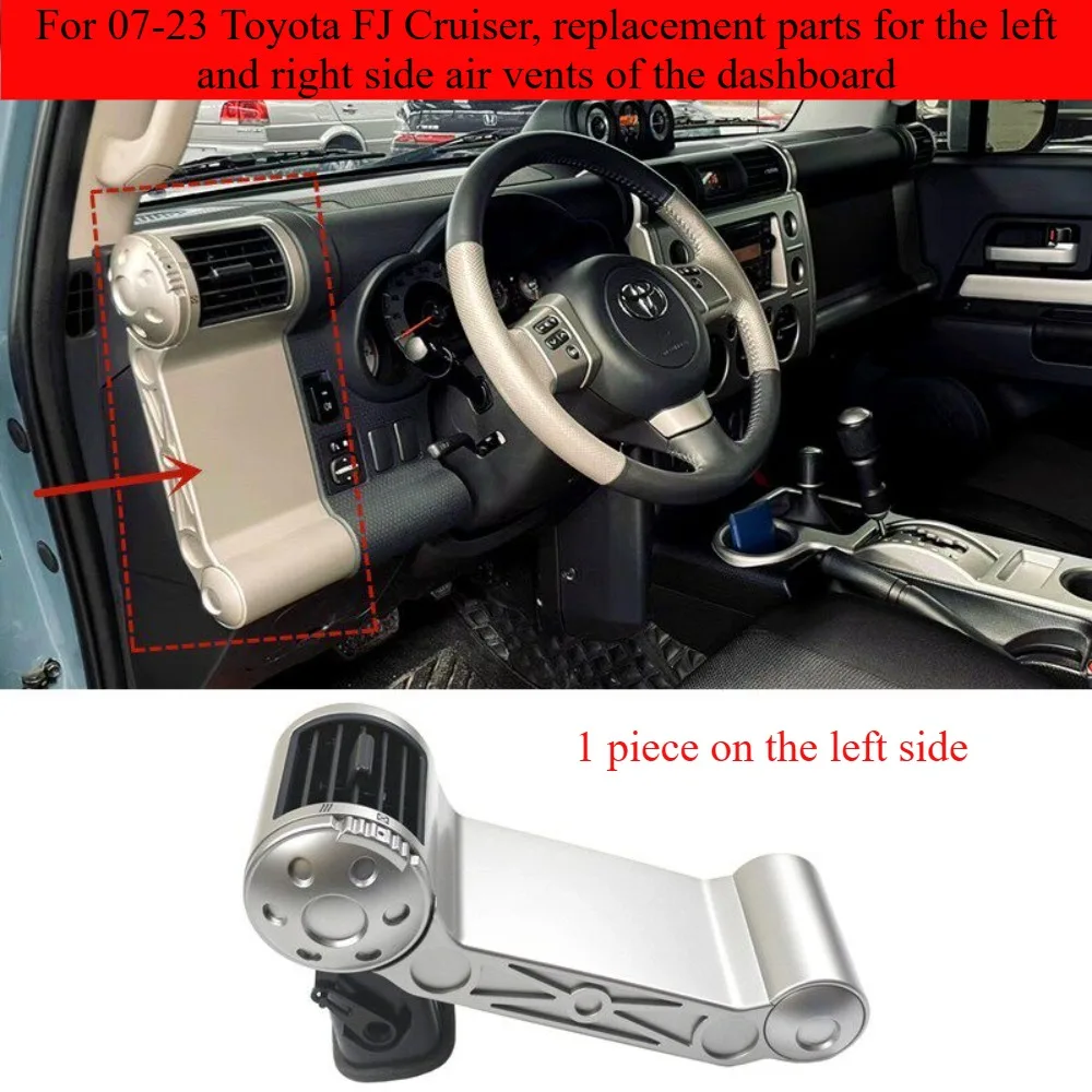

Replacement parts for the left and right side air vents on the front dashboard of a Toyota FJ Cruiser (07-23).OEM:55650-35110