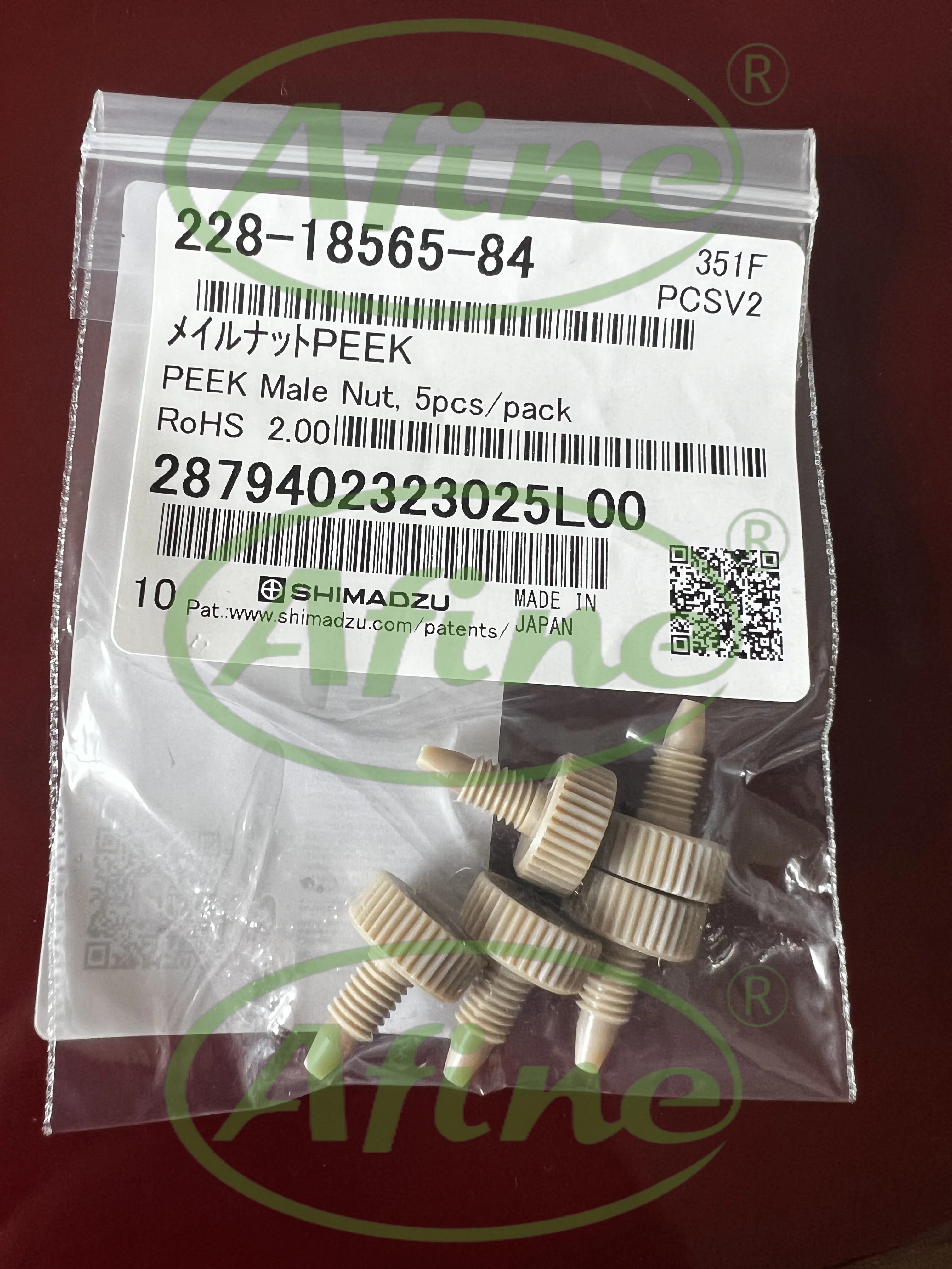 

AFINE Shimadzu PEEK Male Nut Connector (228-18565-84, 5/pk) for LCMS-2020