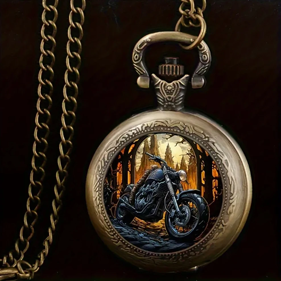 Cool Retro Pocket Watch Motorcycle Element Outdoor Commemorative Pocket Watch