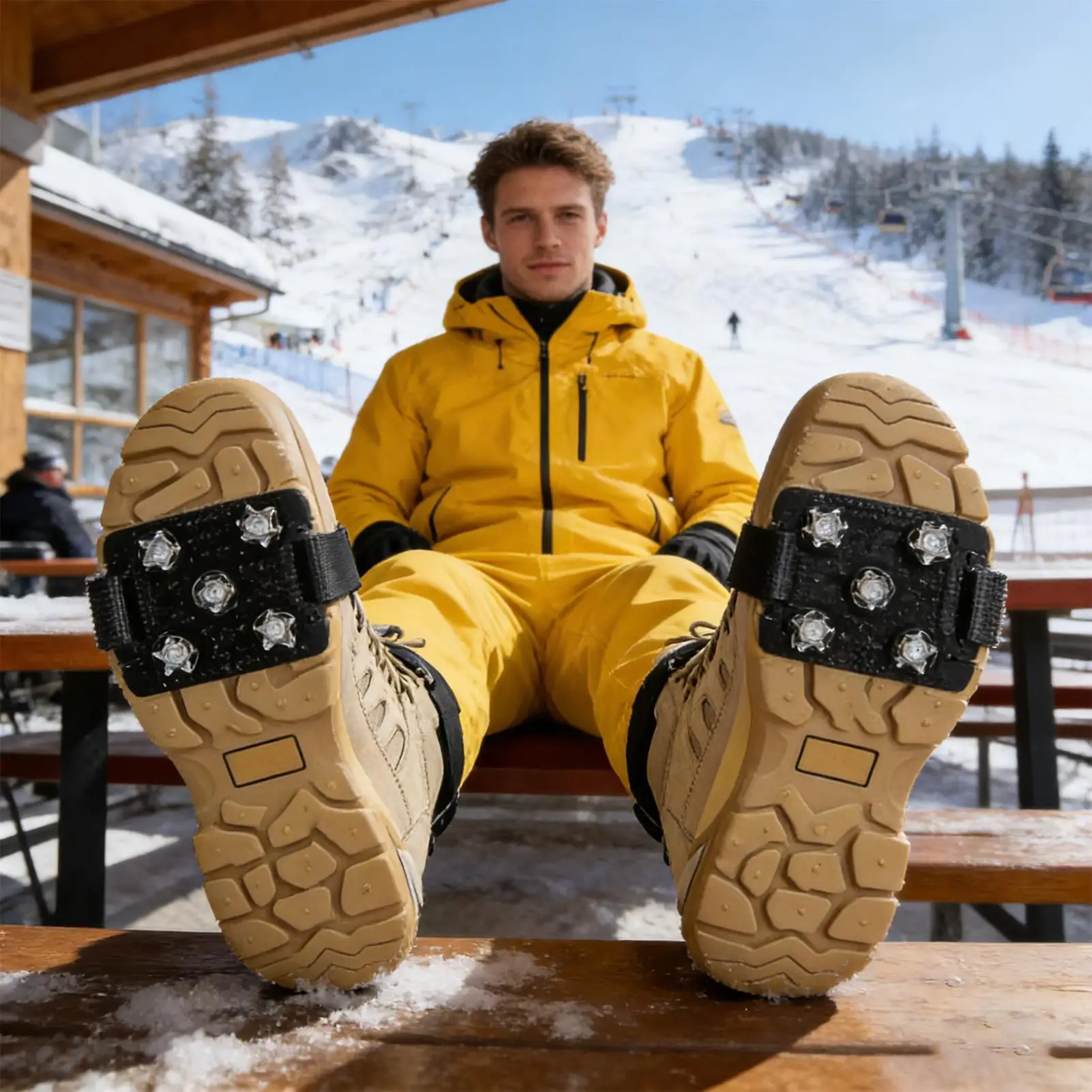 Ice Cleats for Shoes and Boots Anti-Slip Traction Cleats Ice Spikes for Shoes for Winter Hiking Climbing Fishing Mountaineering