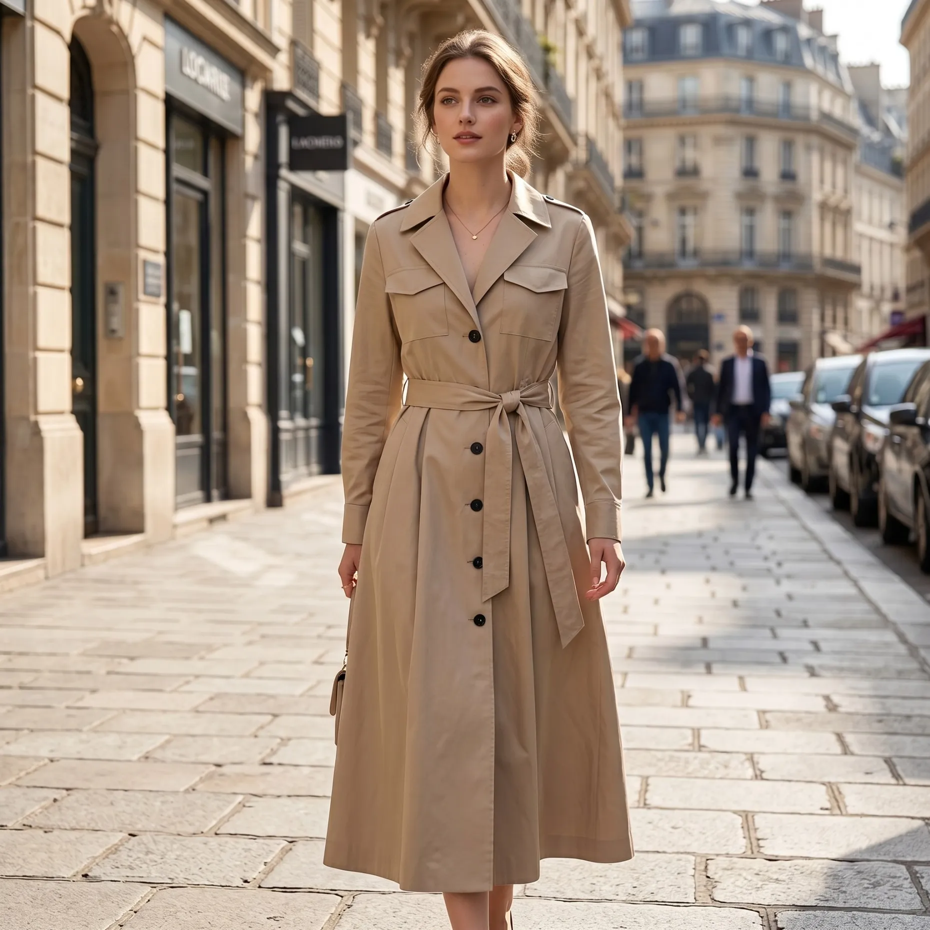 Women Fashionable Trench Coat Stylish Long Sleeve Outerwear for Office and Daily Use Women Stylish Trench Coat Classic BD0507