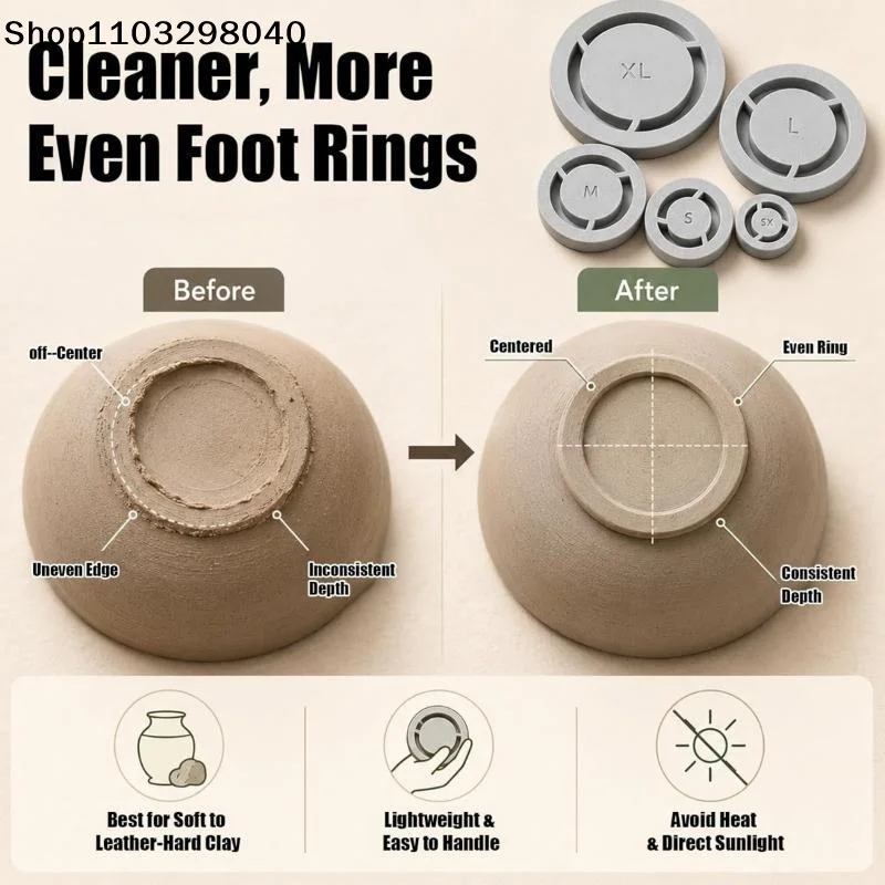 5 Sizes Pottery Foot Ring Template Consistent Base Ring Mold Lightweight Ceramic Clay Trimming Tool DIY Ceramic Making Supplies