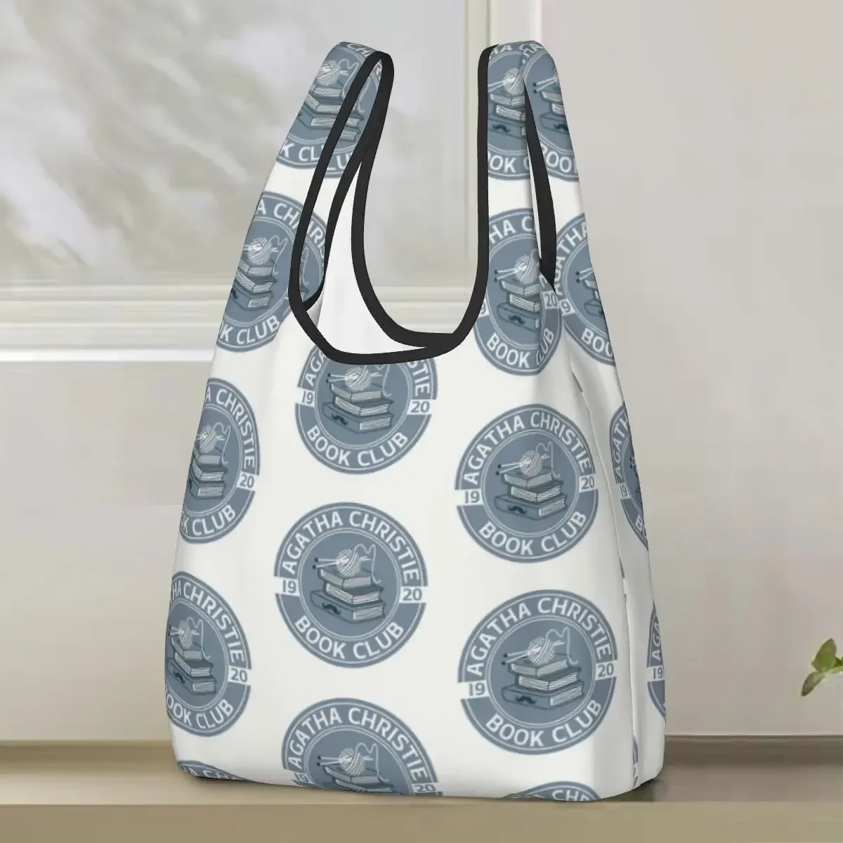Agatha Christie Book Club Shopping Bag Portable Tote Bags Foldable Shoulder Shopper Bag Grocery Handbag