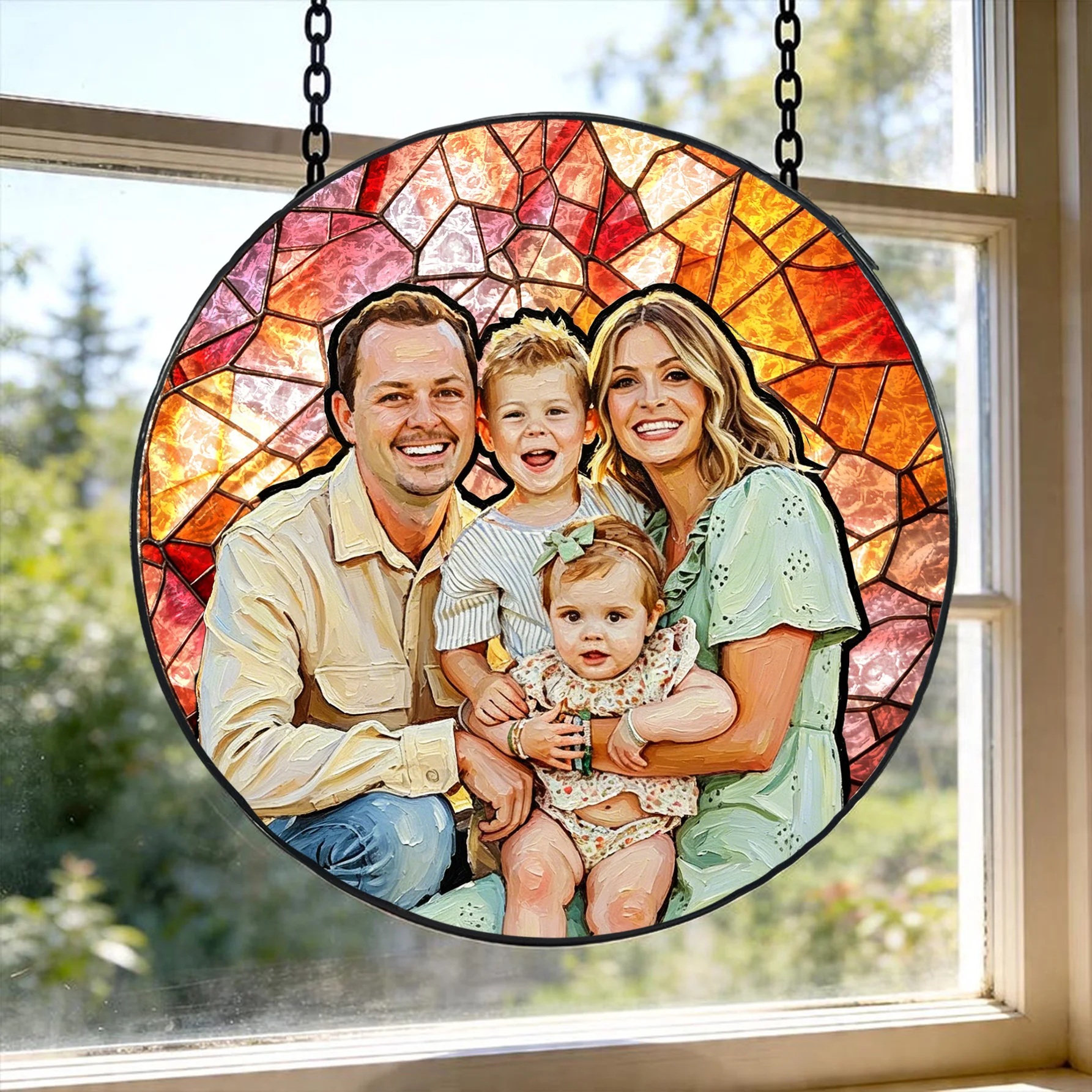 1 Stück individueller Buntglas-Sonnenfänger. Individueller Buntglas-Sonnenfänger für Raumdekoration/Hochzeitsartikel/Hochzeitsgeschenk/Badezimmerdekoration.