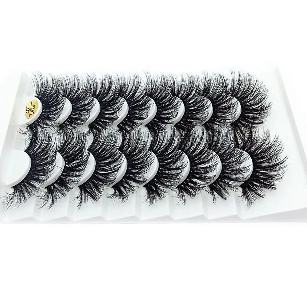 Woman Handmade Full Volume Thick Wispies Fluffy Multilayered Effect Eye Lash Extension False Eyelashes 4D Mink 25MM Lashes