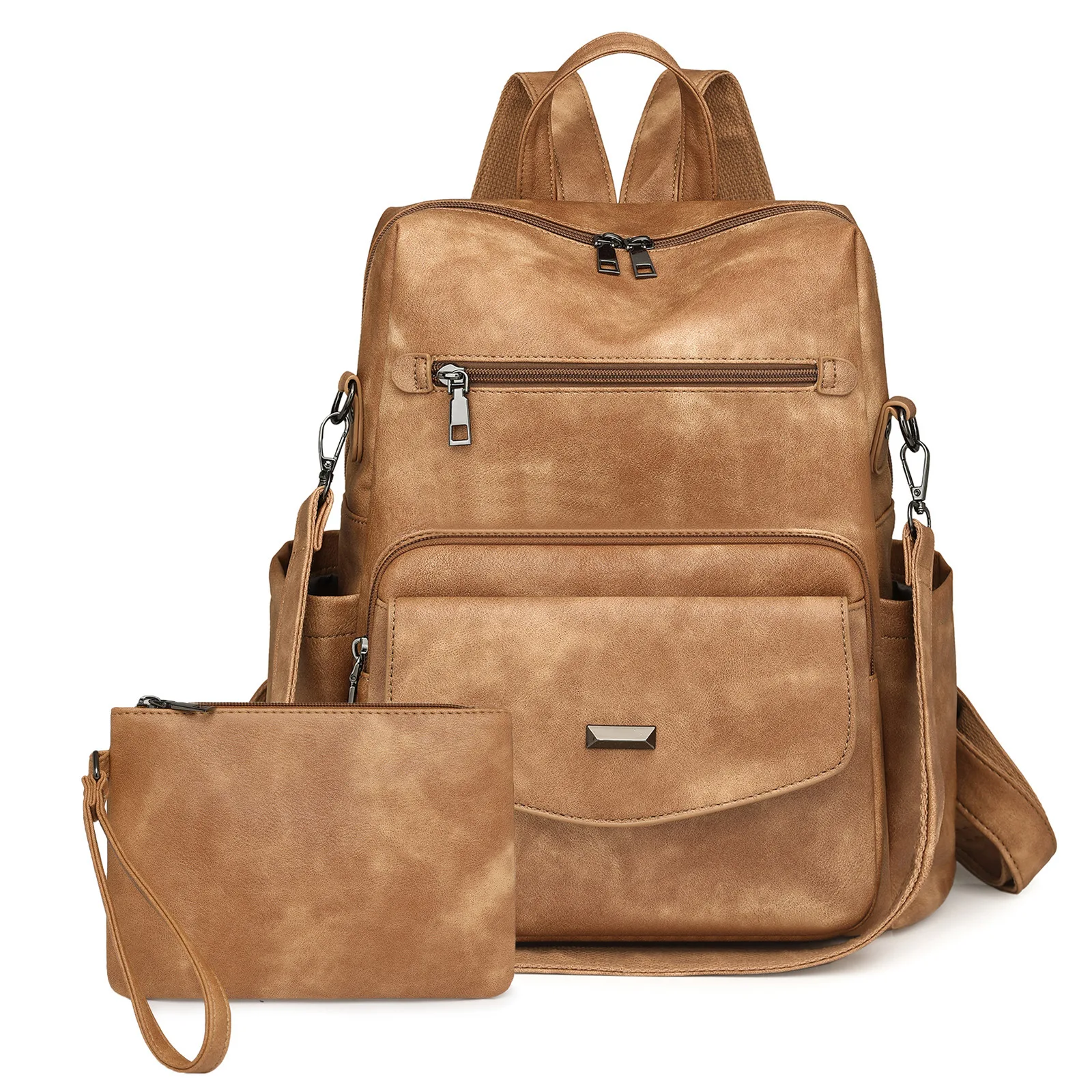 NONE Damen PU-Leder Rucksack 5