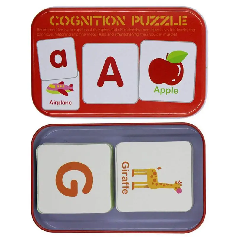 Anti-Tear Flash Cards Learning Alphabet Puzzle Cards, Matching Puzzle Cognitive Early Educational Learning Toys Mental Storage B