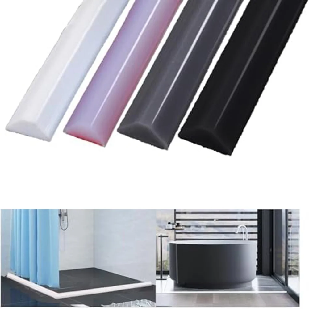 100CM Silicone Water Retaining Strip Wet Room Floor Waterproof Shower Water Barrier Strip Shower Tray Seal Strip Bath Edges