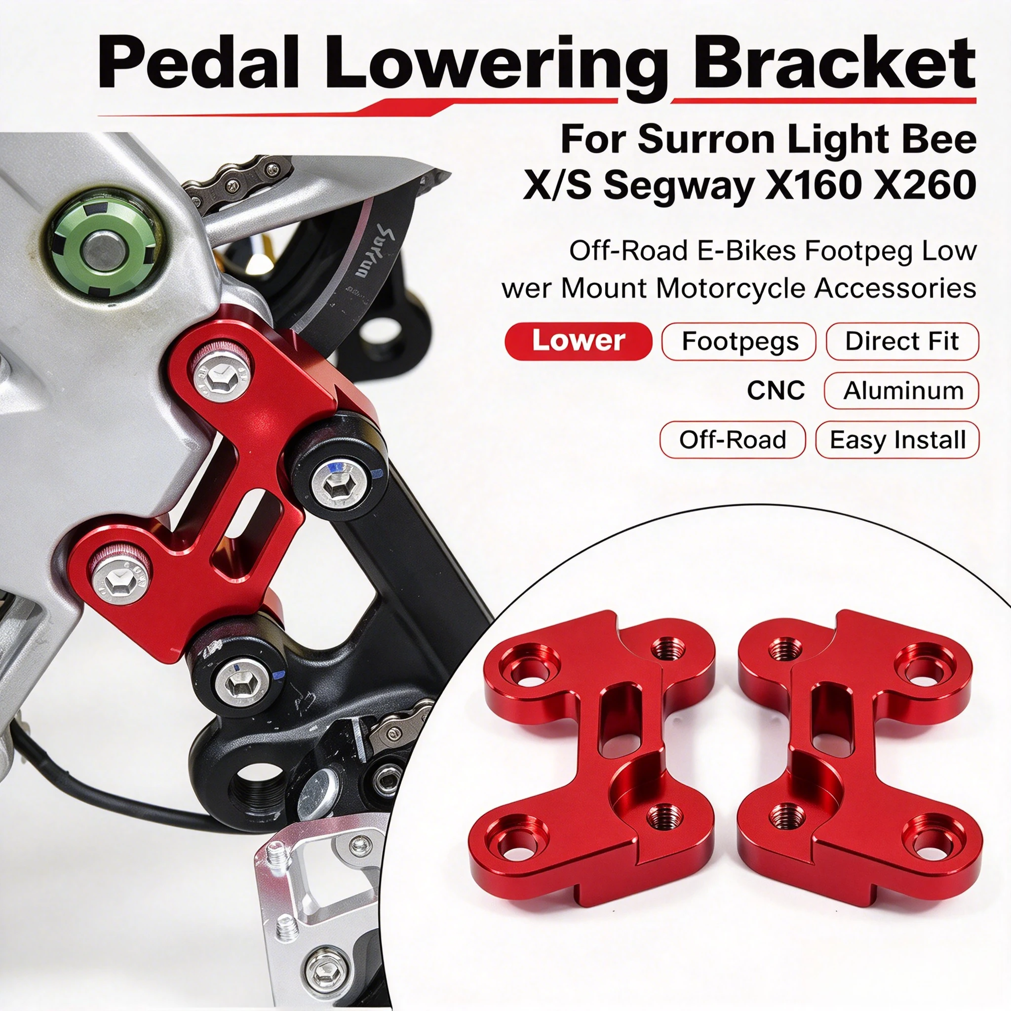 For Surron Light Bee X/S Segway X160 X260 Motorcycles Pedal Lowering Bracket Off-road E-Bikes for Surron Motorcycles Accessories
