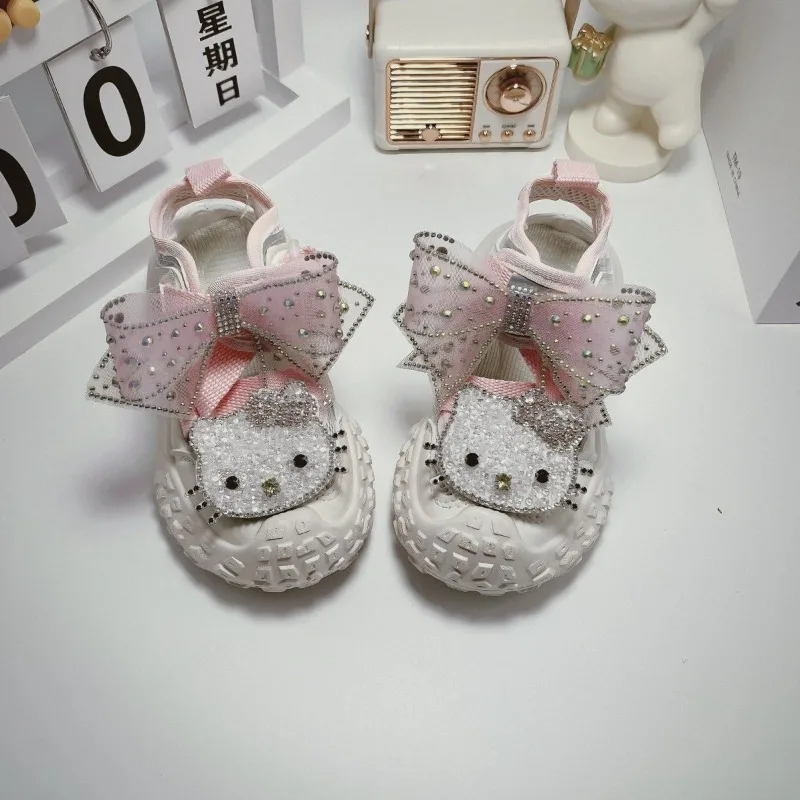 

Summer Hello Kitty Anime Kawaii Sanrio Mesh Children Breathable Sports Shoes Cute Fashionable Diamond Princess Sports Sneakers
