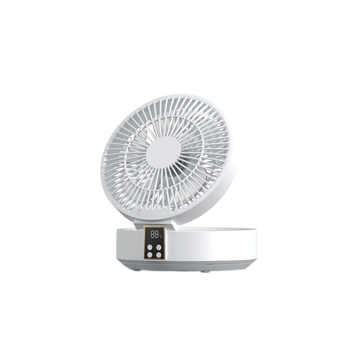 Remote Control Wireless Circulating Air Cooling Fan with LED Light Folding Electric Wall-Mounted Fan Desktop Fan White