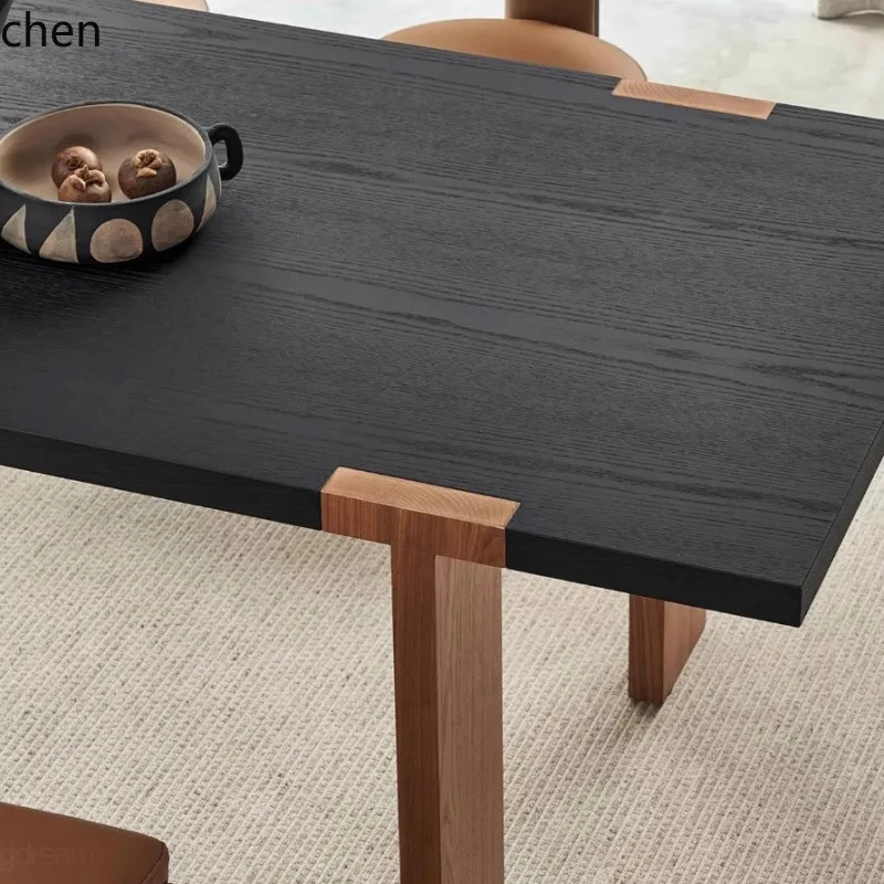 YFY  Light Luxury Solid Wood Dining Table Vintage Simple Office Desk Meeting Work Desk Writing Desk