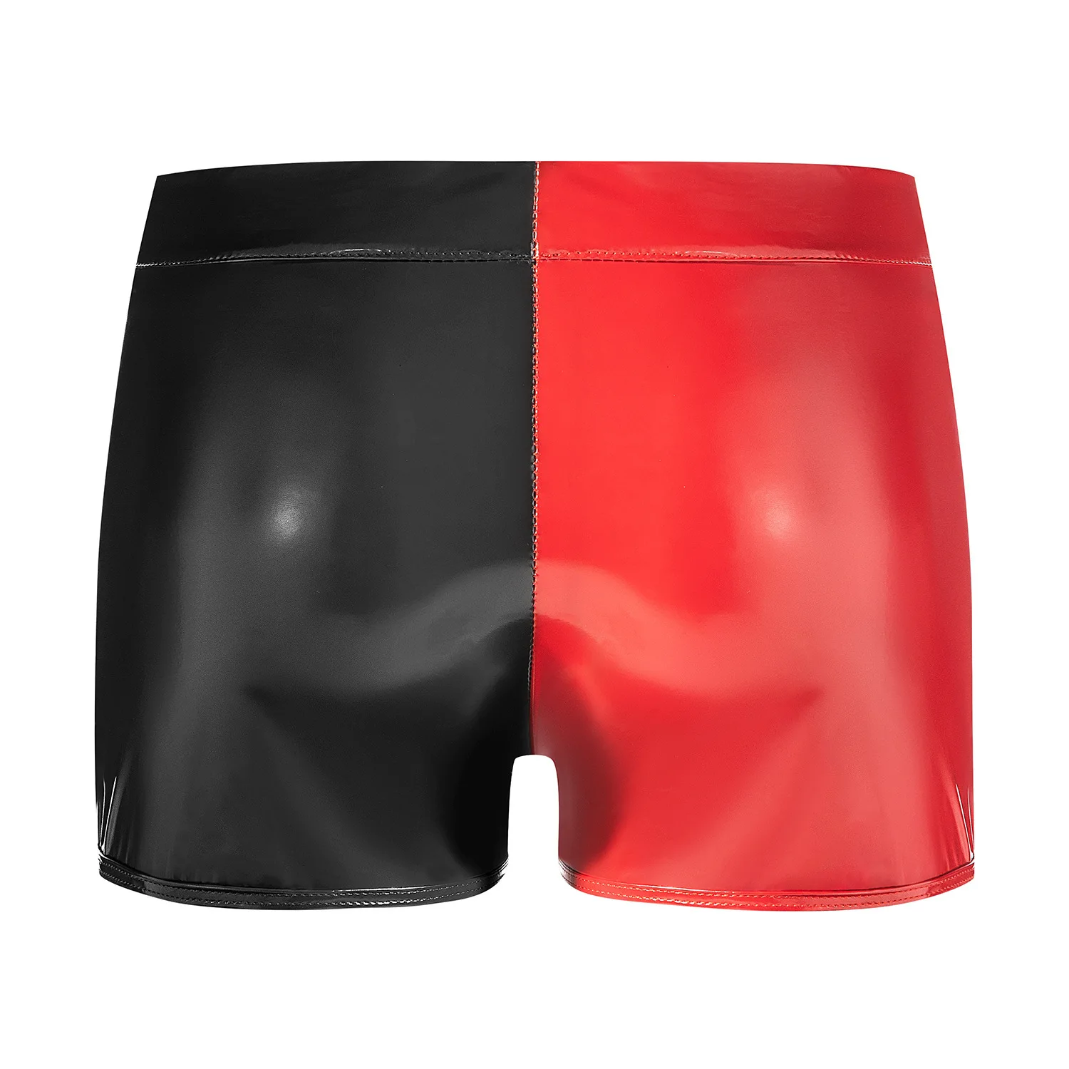 2024 novo sexy pvc alto brilho couro patente cor bloqueando shorts masculino cintura alta inodoro tamanho preciso shorts finos ejvo