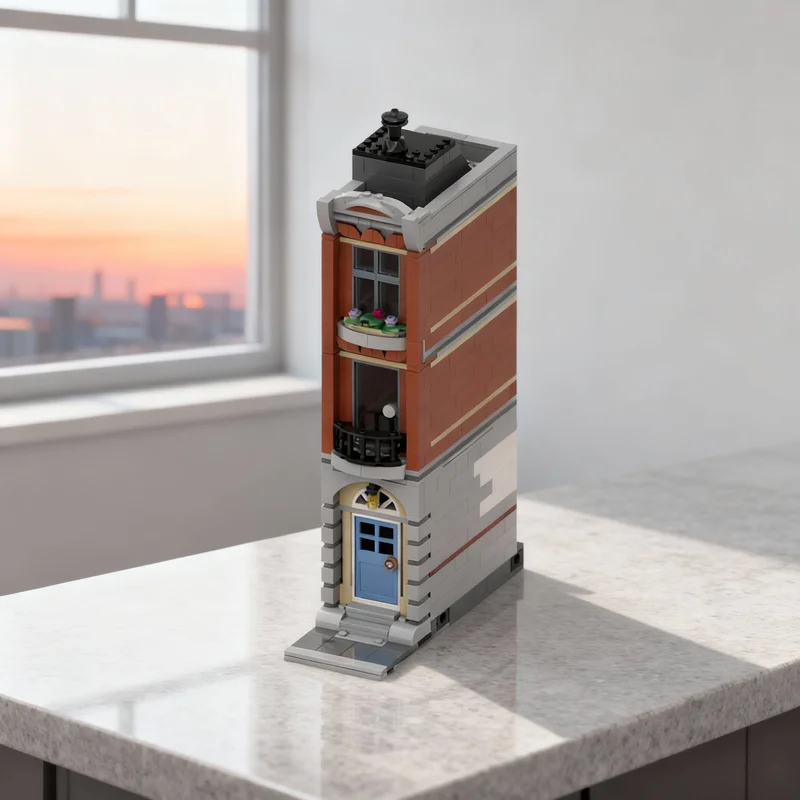 

537 деталей MOC Модульный набор для сборки уличной сцены «Маленький ветеринарный кабинет» без интерьеров, строительные блоки, конструктор, идея для рождественского подарка, игрушка