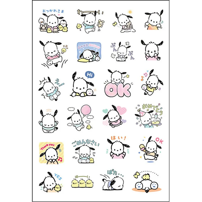 Sanurgente Pochacco-Autocollants mignons de dessin animé, autocollants décoratifs transparents imperméables pour ordinateur portable, tasse à eau,