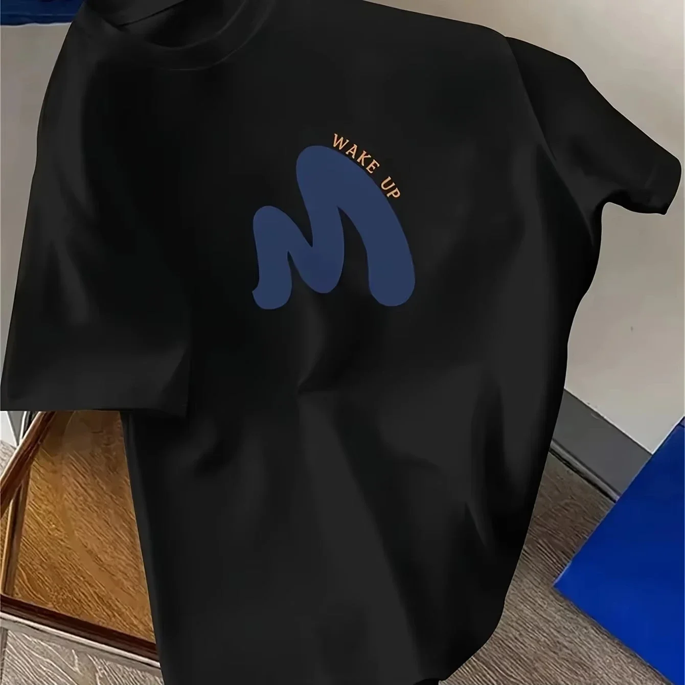 Men's Summer 100 Cotton Fashionable Casual Loose Large Size Shake Up Pattern Printed Sports Round Neck Short Sleeve T-shirt Top