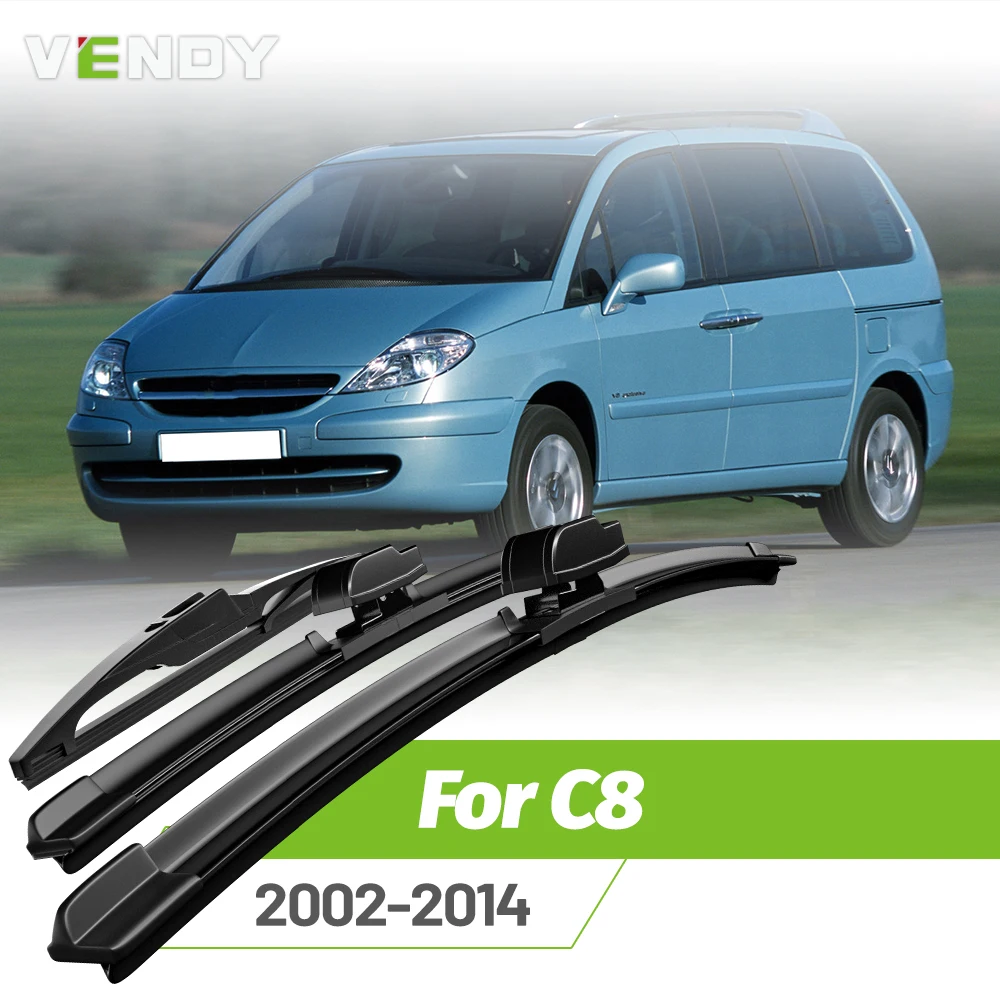 Vordere und hintere Wischerblätter-Set für Citroen C8 2002–2014, Windschutzscheiben-Regenbürsten, 26 Zoll + 26 Zoll + 14 Zoll
