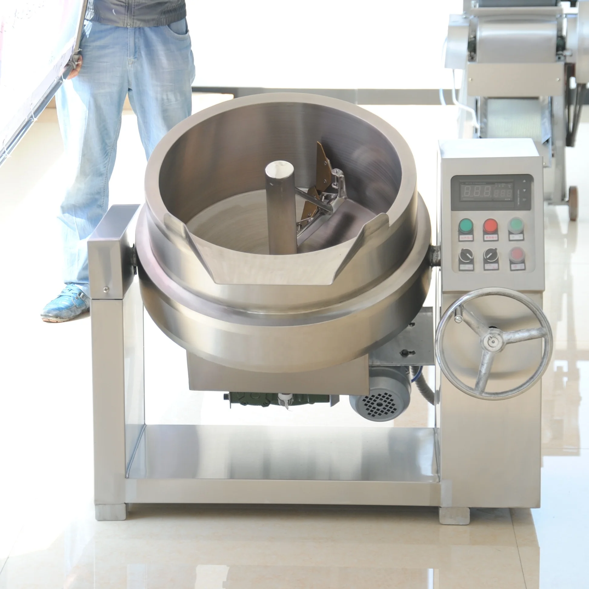 Automatic steam/gas/electric heating jacketed kettle with mixer