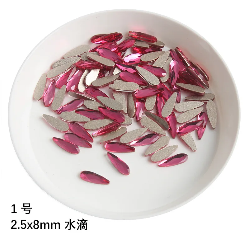 ขายส่ง Rose สีแดงสไตล์กลับเล็บ Rhinestone รูปพิเศษคริสตัลเล็บหิน3D ตกแต่งส่วนบุคคล