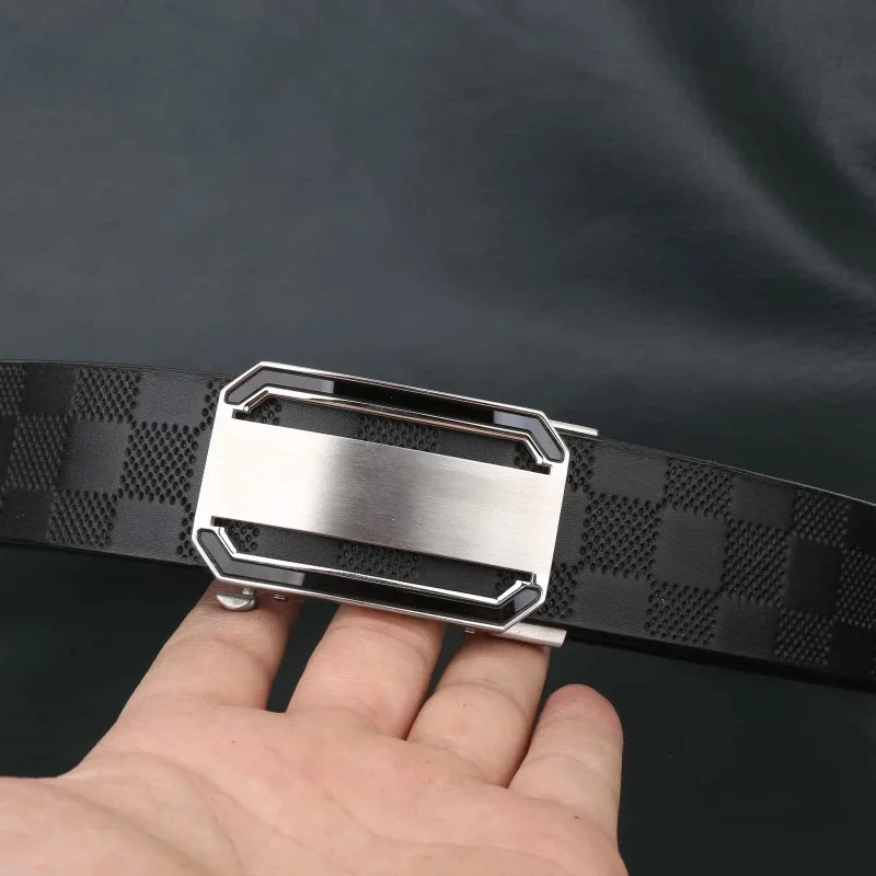 handmade-black-border-buckle-checkered-men's-genuine-cow-leather-belt-imported-from-italy-top-layer-cowhide-belt-304-stainless
