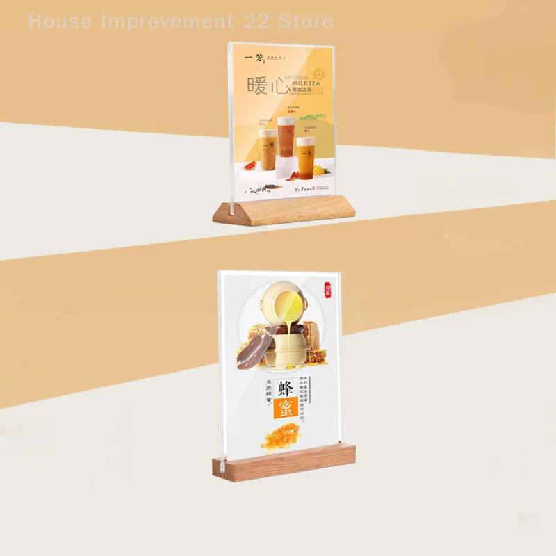 Soporte de letrero acrílico para mesa A4/A5/A6, marcos de fotos transparentes de doble cara, soporte de letrero, menú, tarjetas de exhibición de recetas, letrero