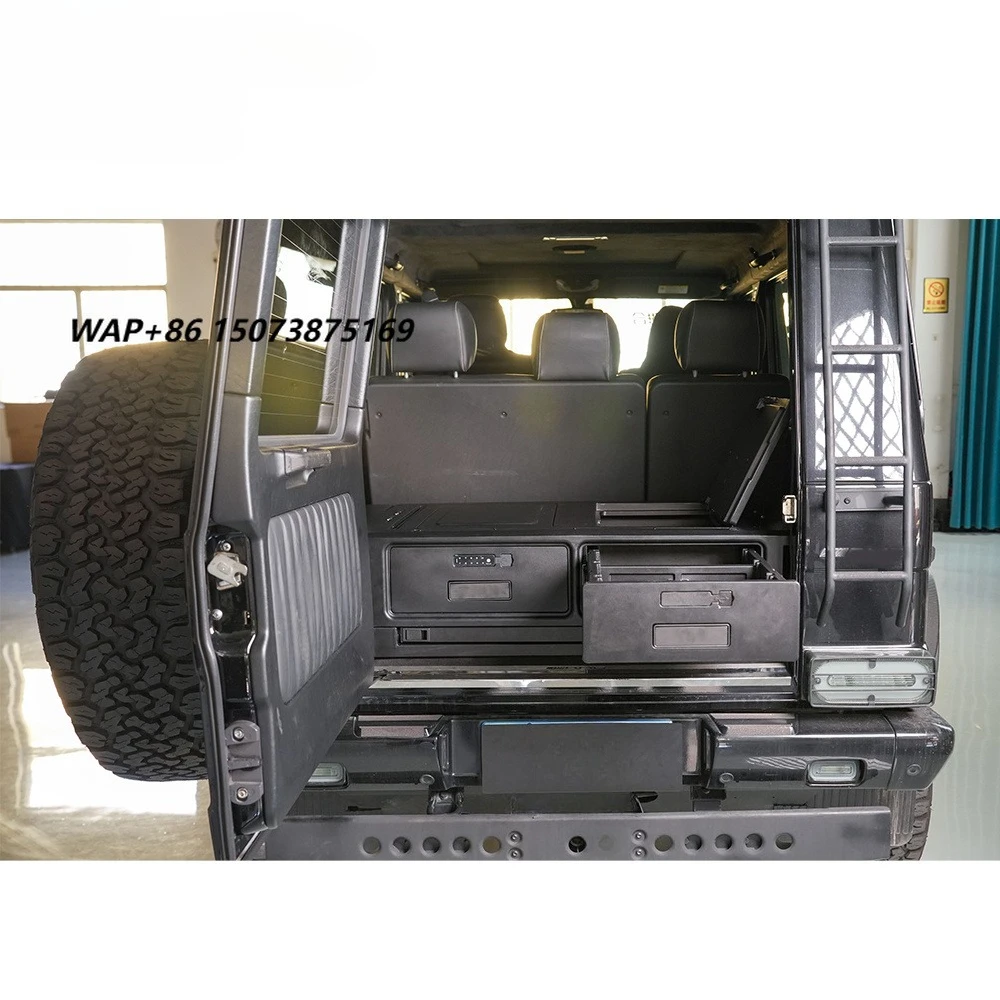 G Class W465 W463A W463 Trunk Storage Box G63 G500 G350D G450D Interior Rear Trunk Organizer Box with Foldable Table Seat Kit