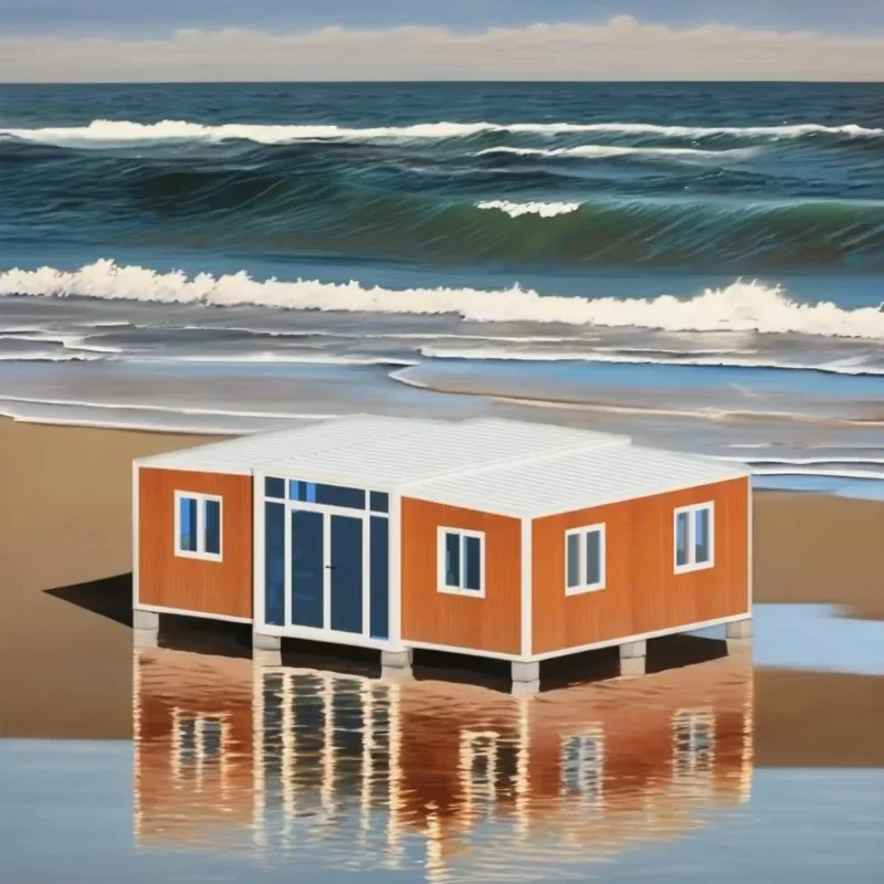 Casa de contêiner móvel expansível com espaço de vida e escritório