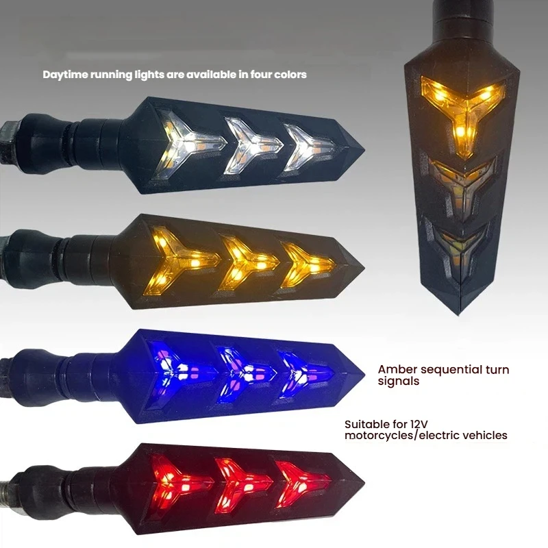 

2pcs Motorcycle LED Turn Signal Lamp Sequential Amber Shock Resistant Low Energy Flowing Water Turn Ligh Universal