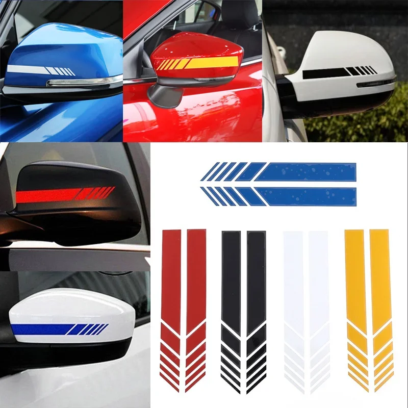 

2Pcs Universal Auto Car Sticker Non Fading Fashion Color Stripe Car Sticker Racing Strips Side Rear View Mirror Decor Decal