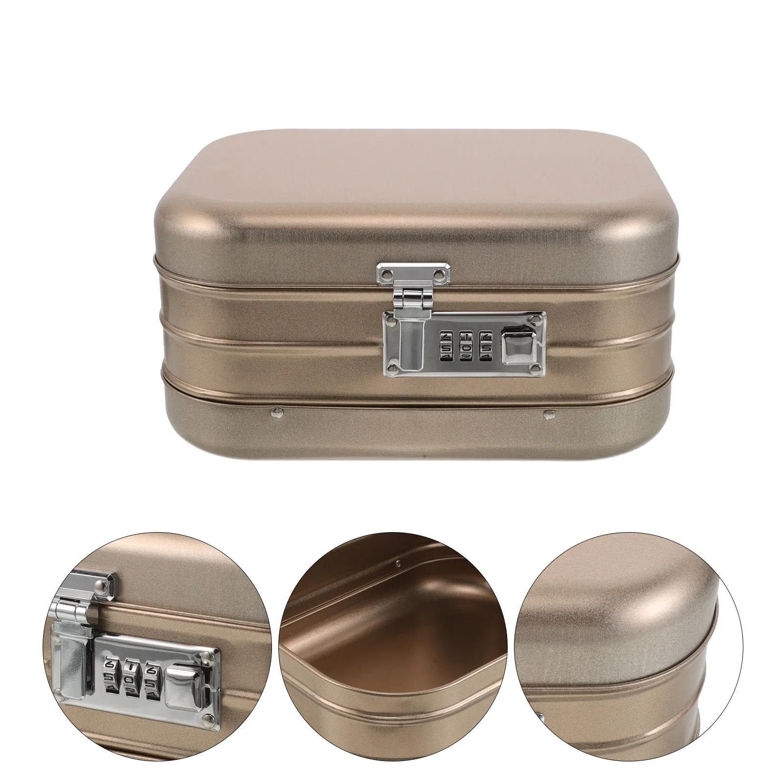 

Lockable Square Tin Storage Box Combination Lock Vintage Metal Jewelry Cash Keepsake Container Souvenir Storage Tinplate Box