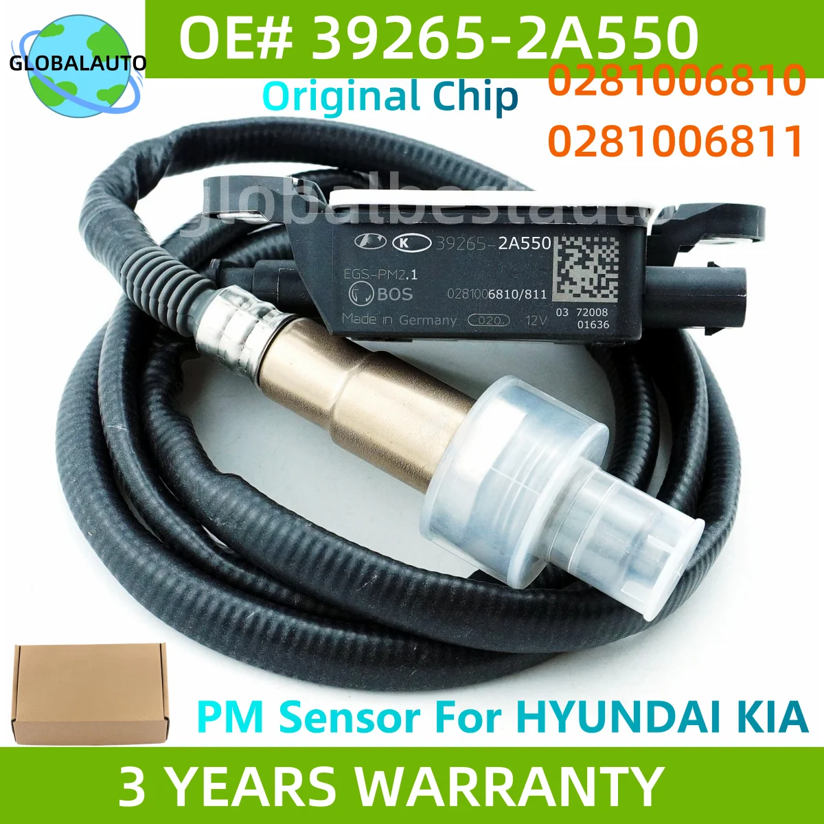 

New 39265-2A550 392652A550 0281006810 0281006811 PM Particulate Matter Sensor for KIA Hyundai Elantra I30 2017-2023 1.6L