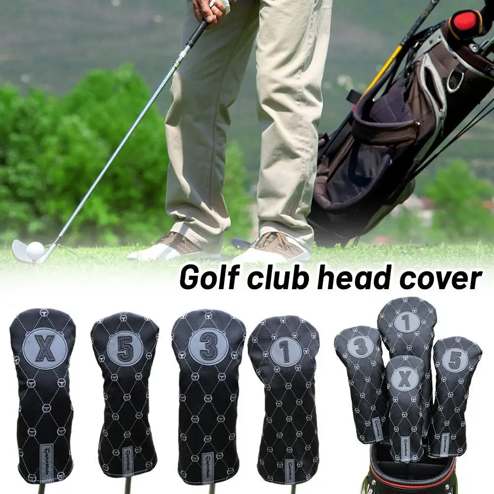 Black Golf Club Headcovers Driver Fairway Woods Cover Head Covers Set  #3 #5 Wood Headcovers PU Leather Head Covers