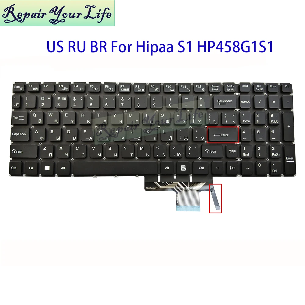 

US RU PT-BR English Russian Brazilian Keyboard Laptop Backlit For HIPAA S1 HP458G2S1 MS-16JE MB3422008 PRIDE+K3871 YXT-NB93-160