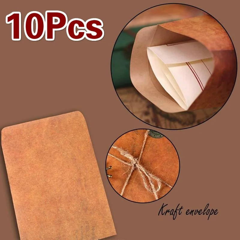 10Pcs/lot Old Style Vintage Paper Envelope Brown Kraft Packaging for Retro Postcard Invitation Card Small Gift Letter