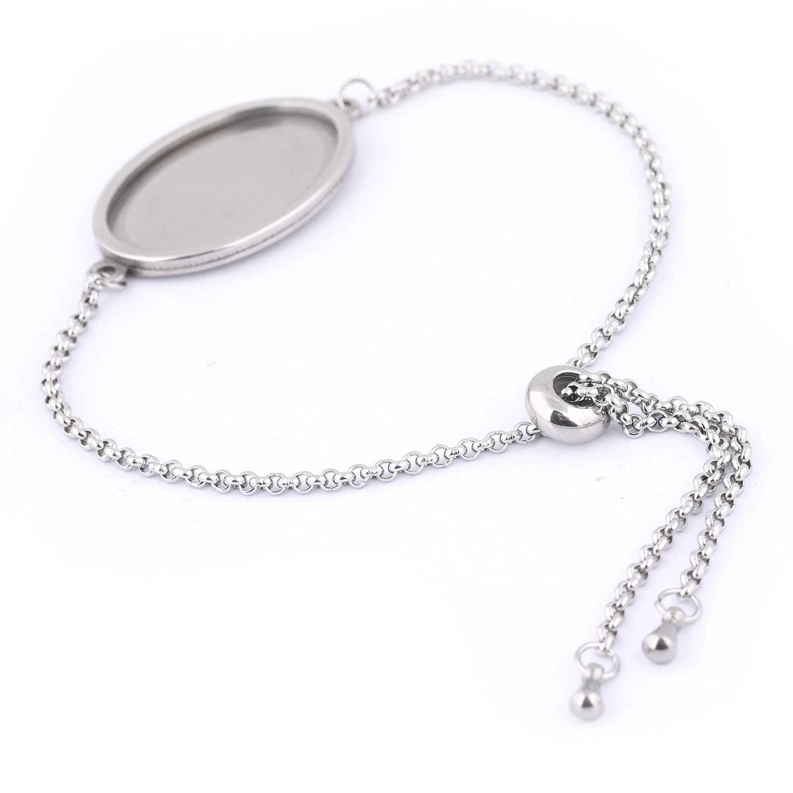 3 szt. Regulowany łańcuszek ze stali nierdzewnej bransoletka podstawa wykroje Fit 18x25mm owalne Cabochon ustawienie tace Diy komponenty do wyrobu biżuterii