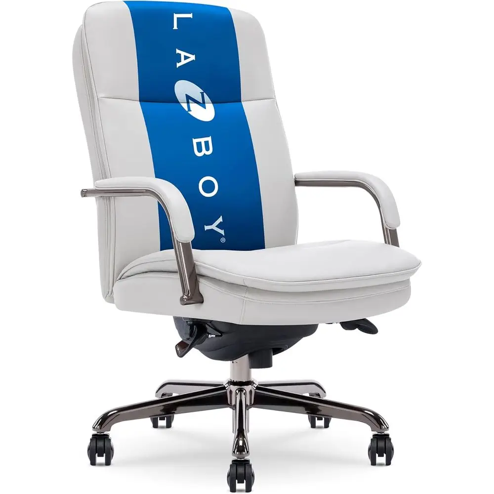 Executive Mid-Back Office Chair, Channel-Tufted Seat and Back, Double-Layer Cushion, Padded Arms, Ergonomic Computer Desk Chair,
