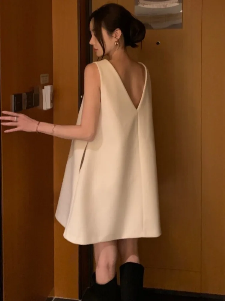 

Chic Simple Sle Bal V-Ne Two-Sided Wear Loose Casual Svel A-Line Vest Dr Women Commute Faion Autumn 2025