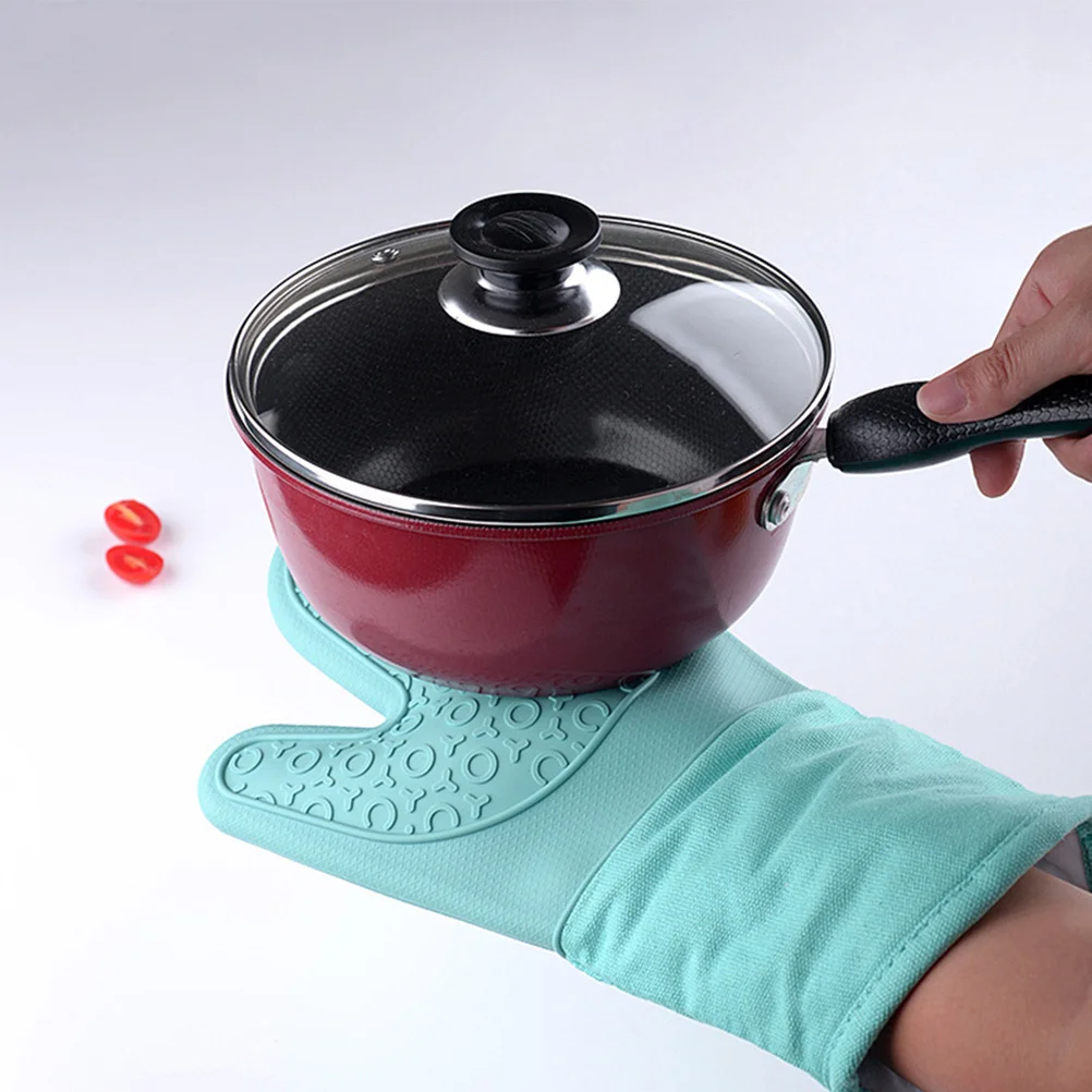 

1Pair Heat Insulated Oven Gloves Non-Slip Silicone Side Baking Mittens for Microwave Oven Bbq Kitchen Cooking Kitchen Gloves