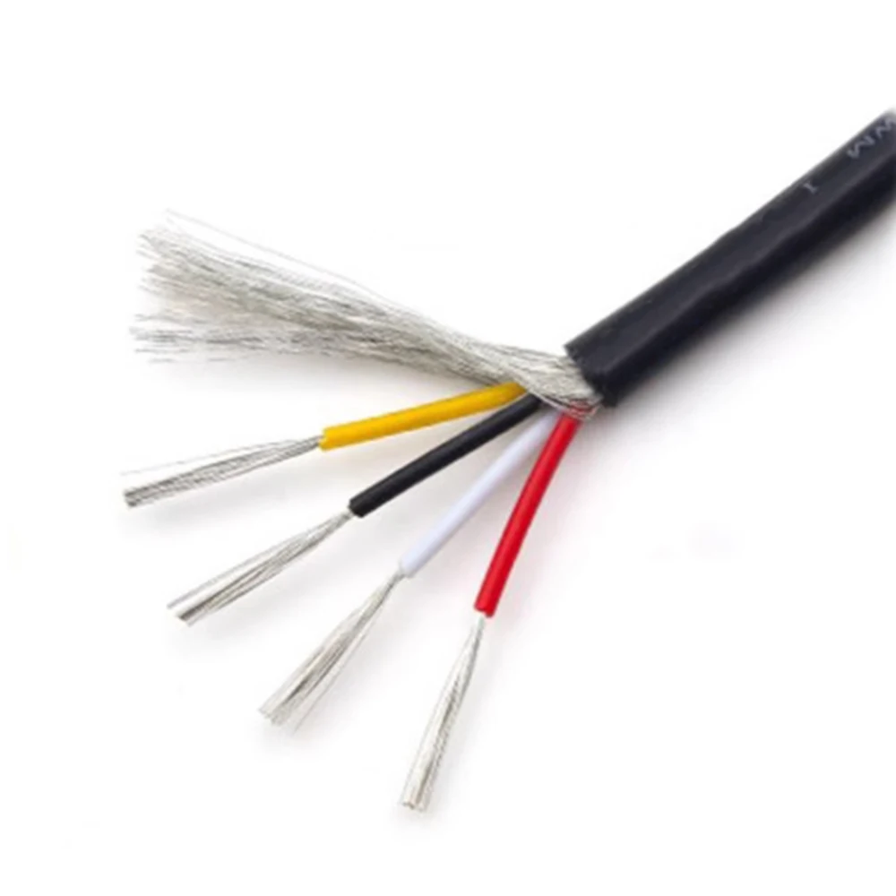 

100 метров, 28AWG, многожильный провод управления 2, 3, 4 ядра, экранированный аудиолинейный сигнальный кабель для усилителя, черный