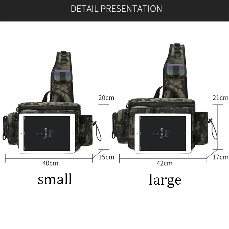 

2025 New ArrivalFishing Tackle Backpack Lure Box Gear Storage Bag Fanny Pack With Rod Holder Sling Shoulder Bag