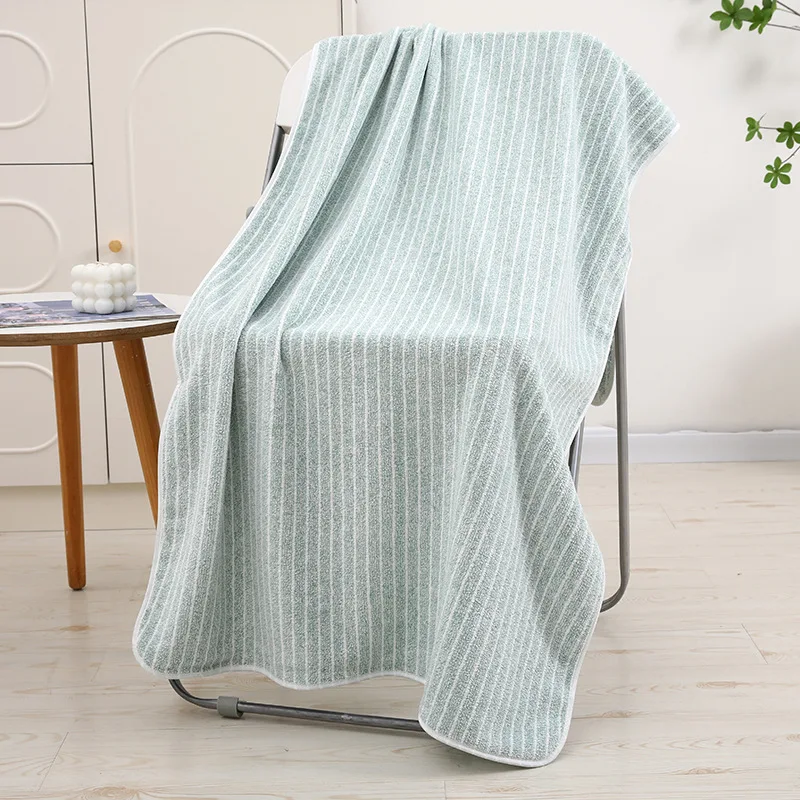 Vertical Heather Striped Bath Towel Coral Fleece Soft Absorbent Quick-drying Bathroom Shower Towel