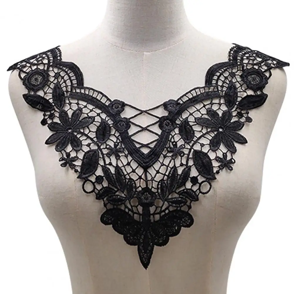 Polyester Lace Collar Women's Embroidered Lace Collar Applique for Diy Sewing Supplies Wedding Dress Hollow Out Lace for Costume