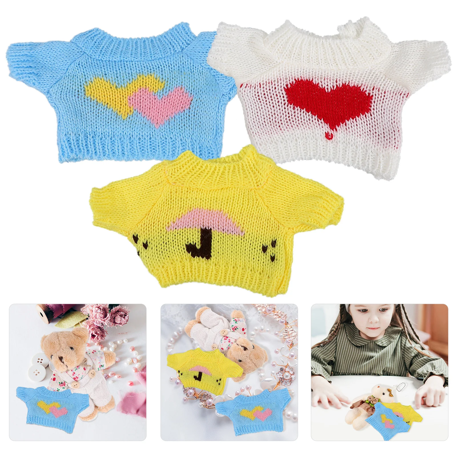 

3 Pcs Crawling Baby Toy Accessories Stuffed Animal Clothes Decorative Bear Costume Delicate for Kids